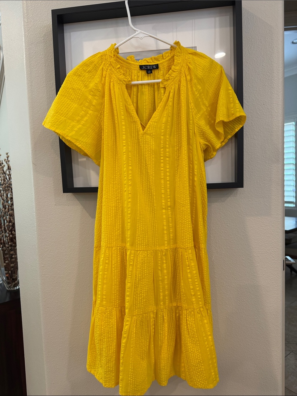 J. Crew Bright Yellow Tiered Midi Dress